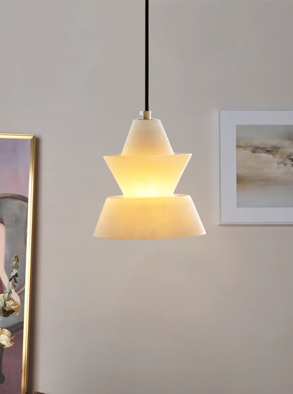 Lennar Visual_Alabaster Modern Hat Shape Pendant Light