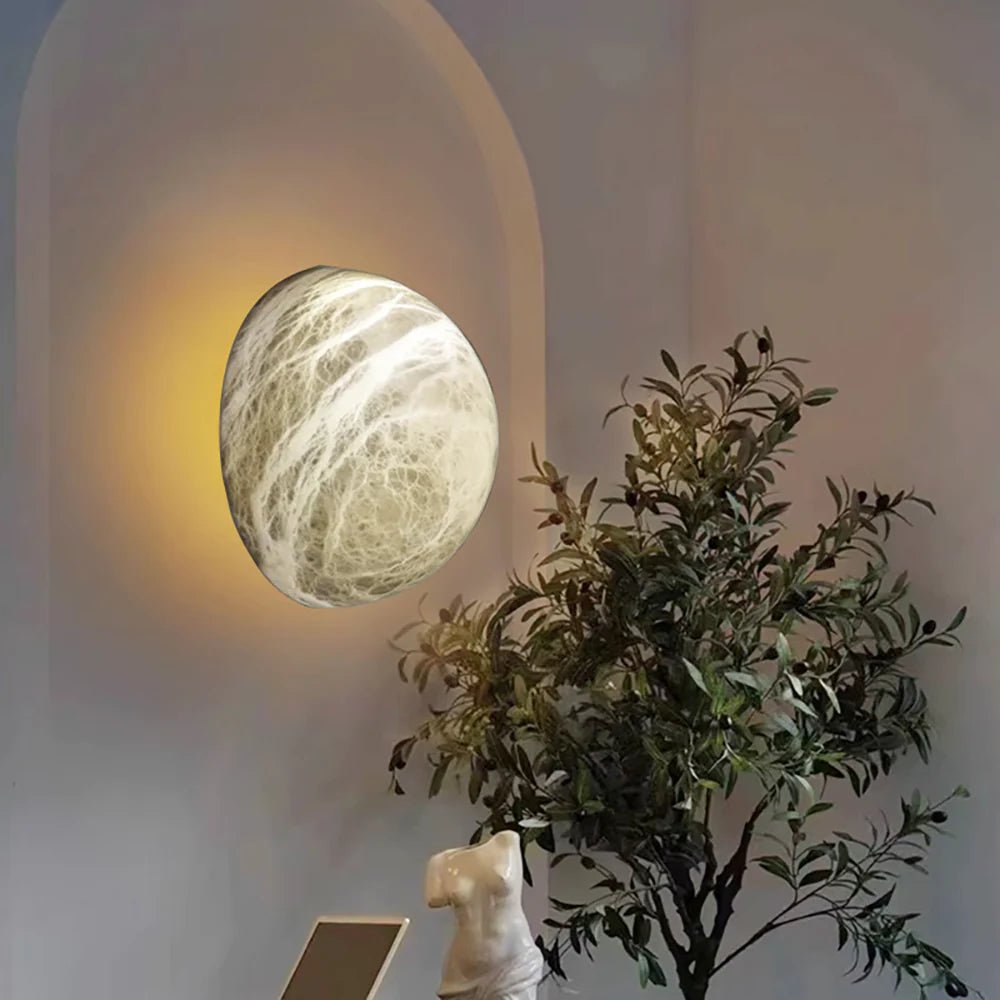 Lennar Visual_Alabaster Pebble White Wall Lamp