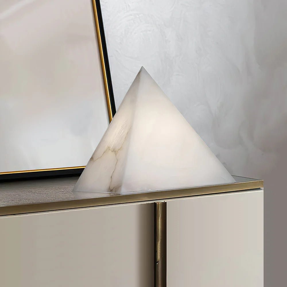 Lennar Visual_Alabaster Pyramid Table Lamp