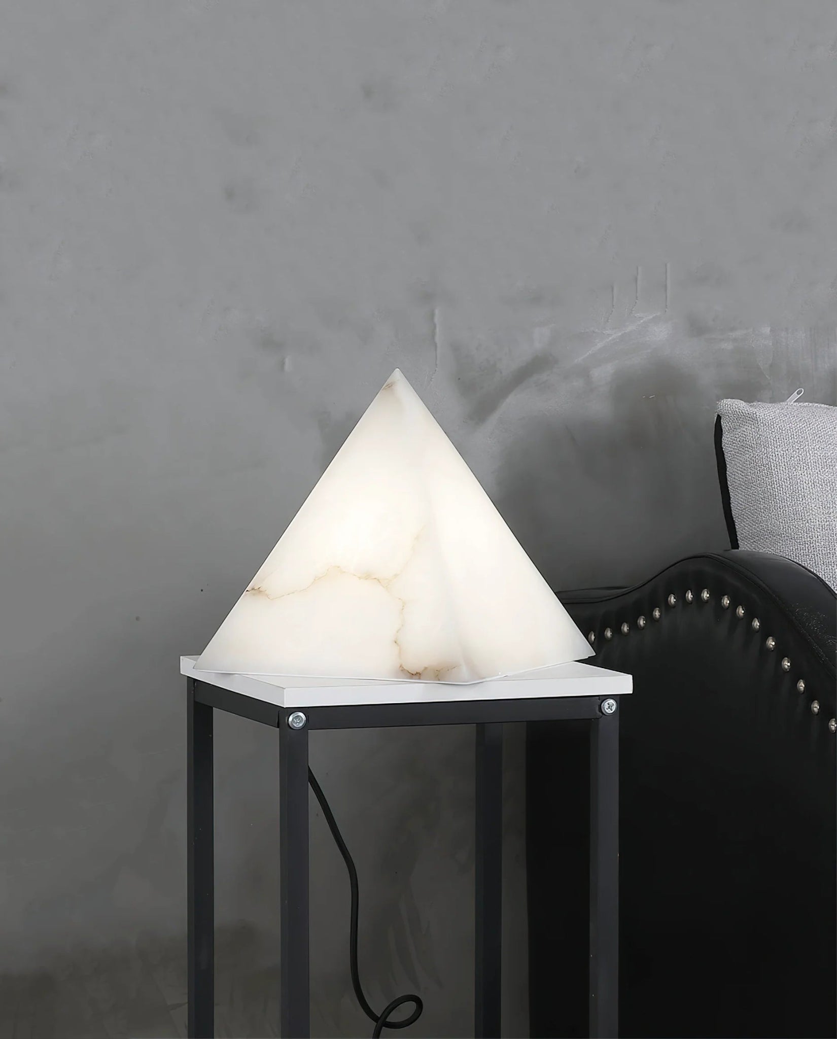 Lennar Visual_Alabaster Pyramid Table Lamp