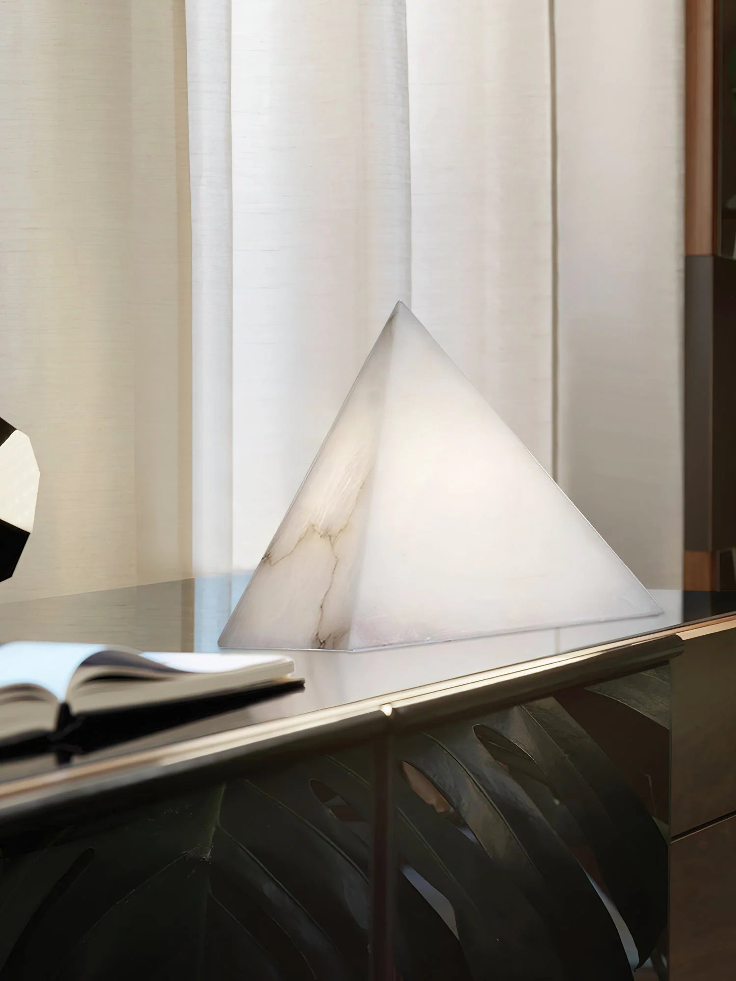 Lennar Visual_Alabaster Pyramid Table Lamp