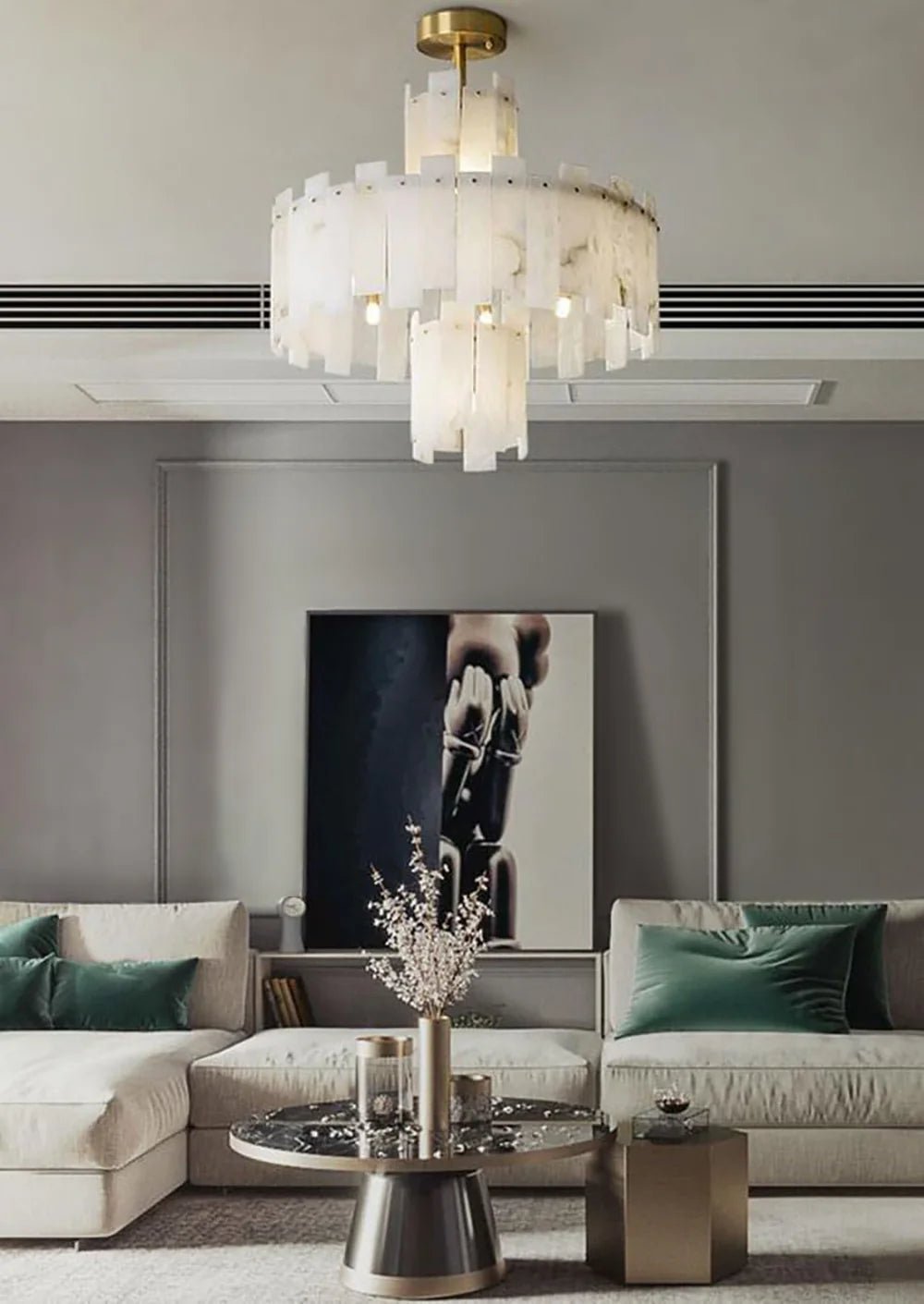 Lennar Visual_Alabaster Regina Modern Round Chandelier