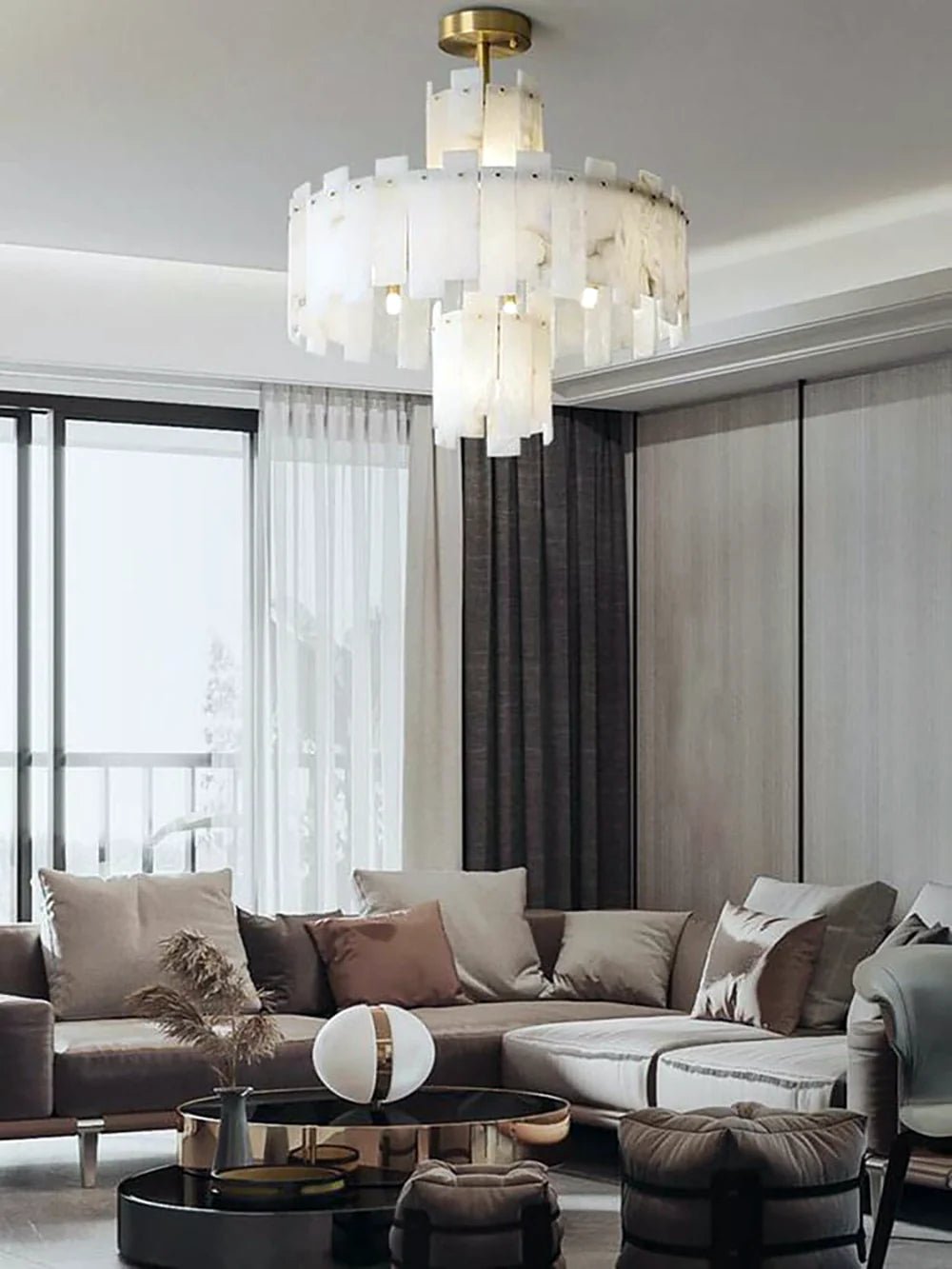 Lennar Visual_Alabaster Regina Modern Round Chandelier