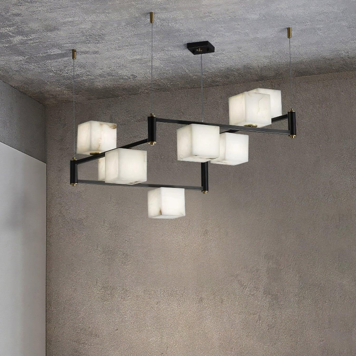 Lennar Visual_Alabaster Square Box Chandelier