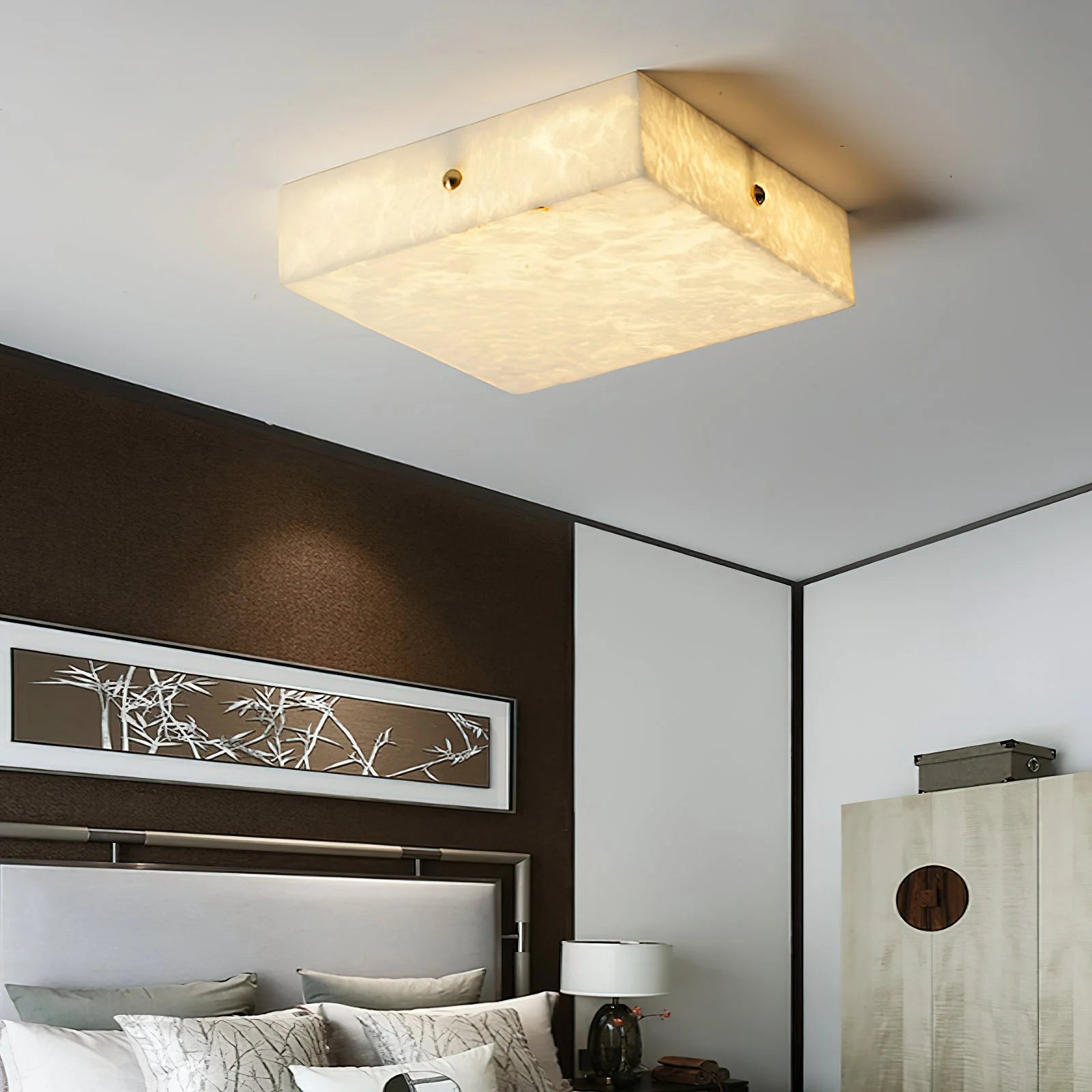 Lennar Visual_Alabaster Square Flushmount Ceiling Light