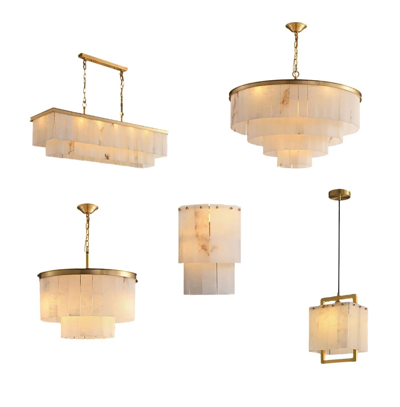 Lennar Visual_All copper marble ceiling lamp