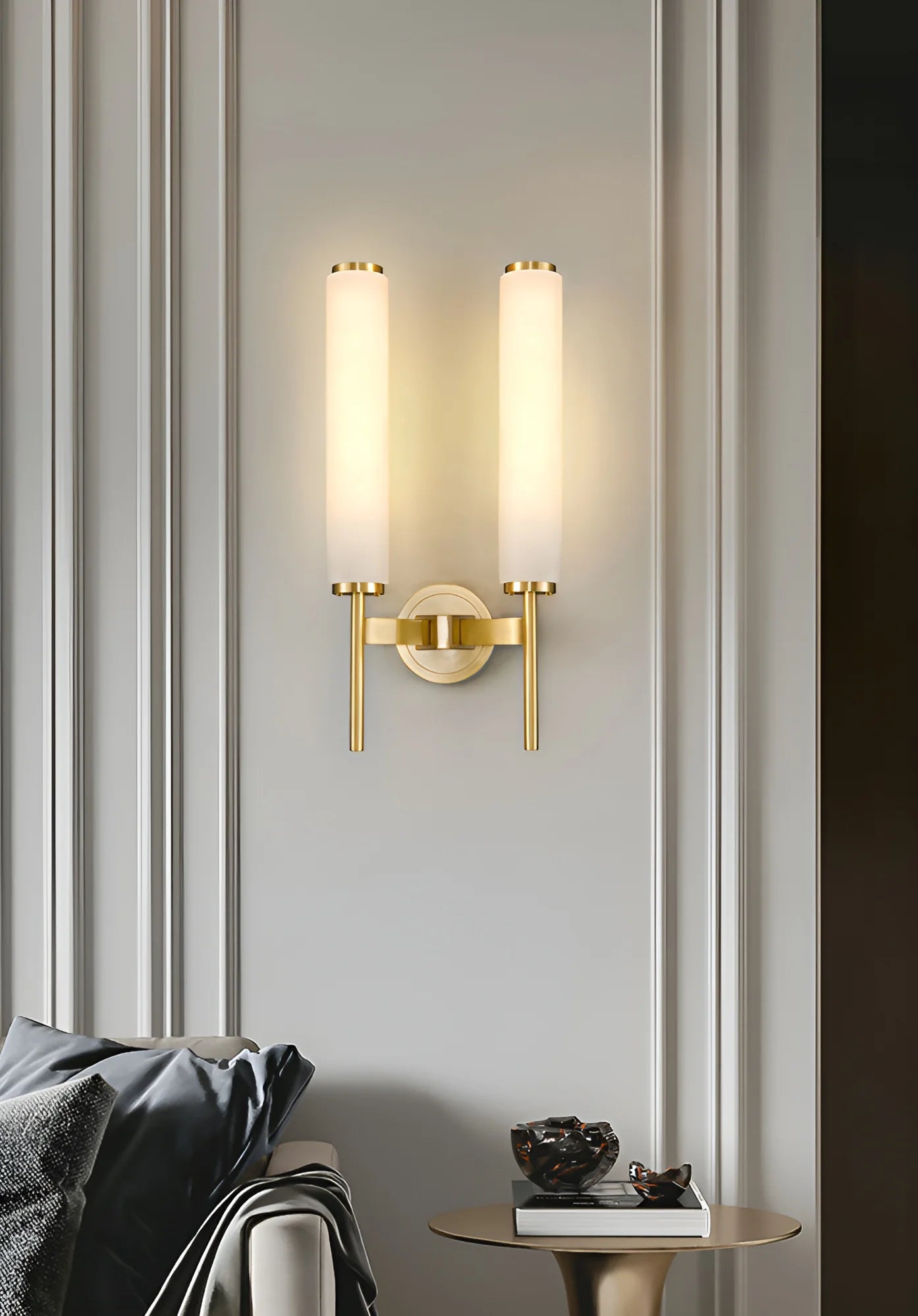 Lennar Visual_Brindisi Alabaster Candle Style Wall Lamp