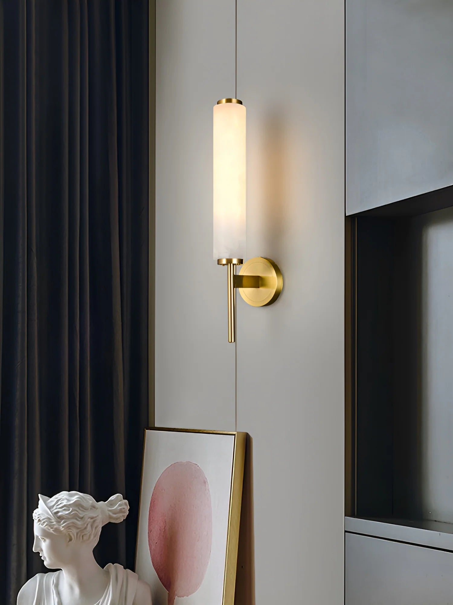 Lennar Visual_Brindisi Alabaster Candle Style Wall Lamp