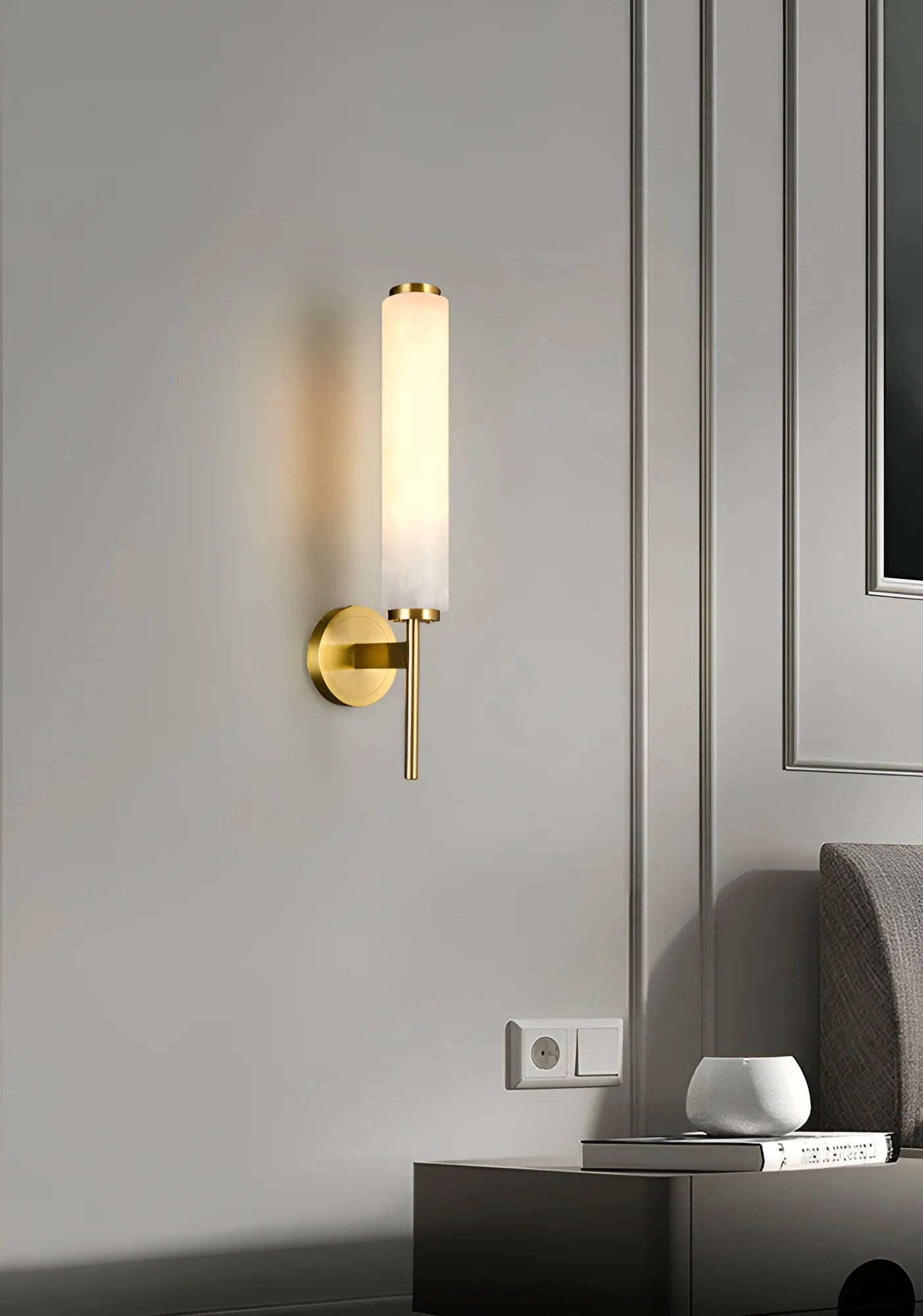 Lennar Visual_Brindisi Alabaster Candle Style Wall Lamp