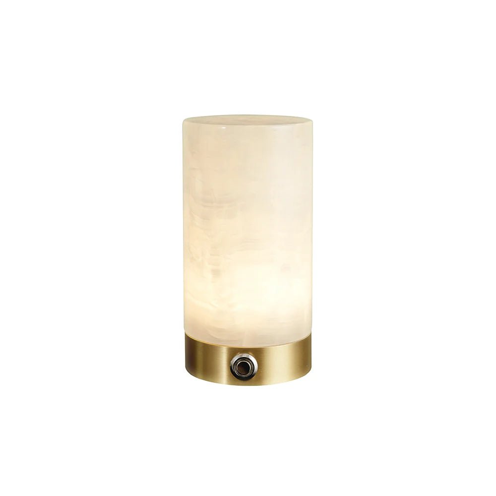 Lennar Visual_Cylindrical Totem Alabaster Table Lamp