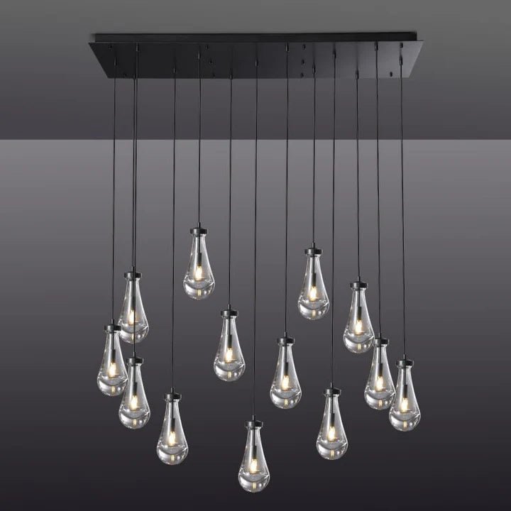 Drovia Rain Rectangular Chandelier 54"Lacquered BrassStandard 72"_Lennar Visual