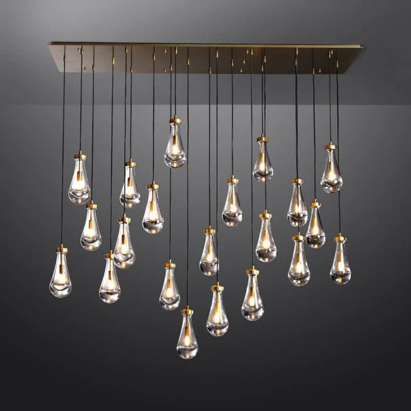 Drovia Rain Rectangular Chandelier 72"Lacquered BrassStandard 72"_Lennar Visual