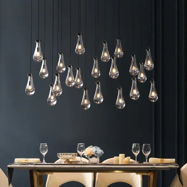 Drovia Rain Rectangular Chandelier 72"Satin NickelStandard 72"_Lennar Visual