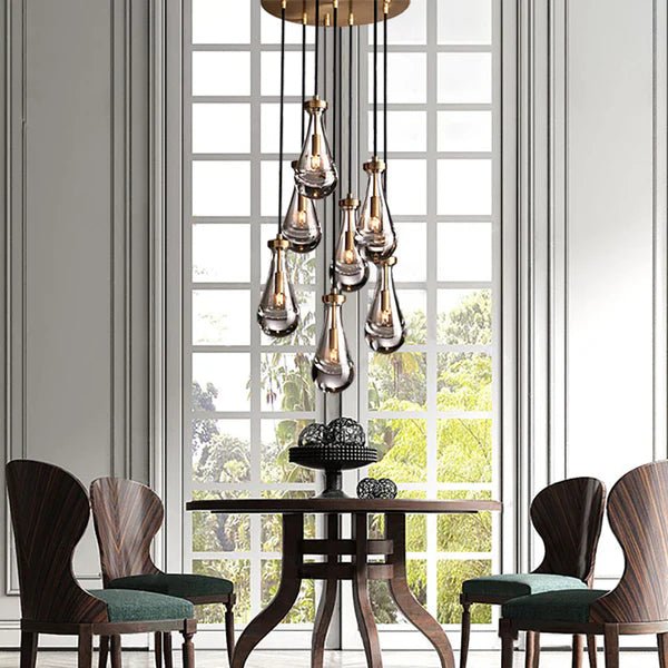 Drovia Rain Round Chandelier 18"Lacquered Brass_Lennar Visual