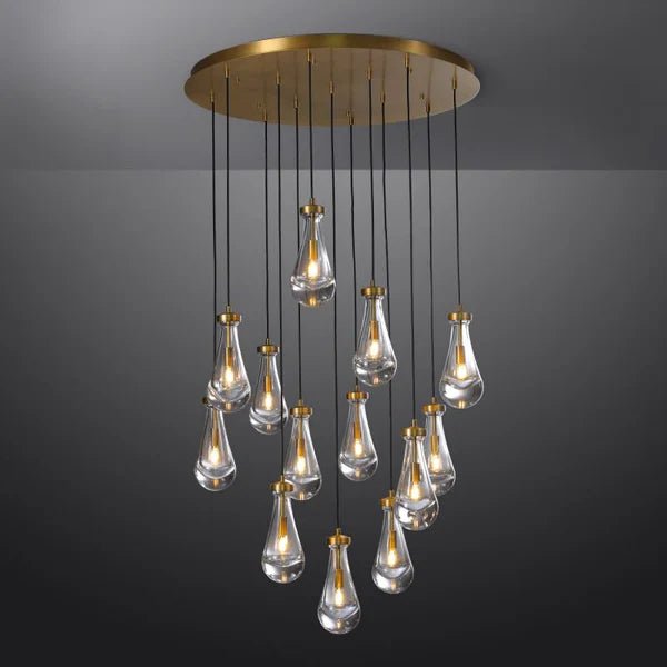 Drovia Rain Round Chandelier 36"Lacquered BrassStandard 72"_Lennar Visual