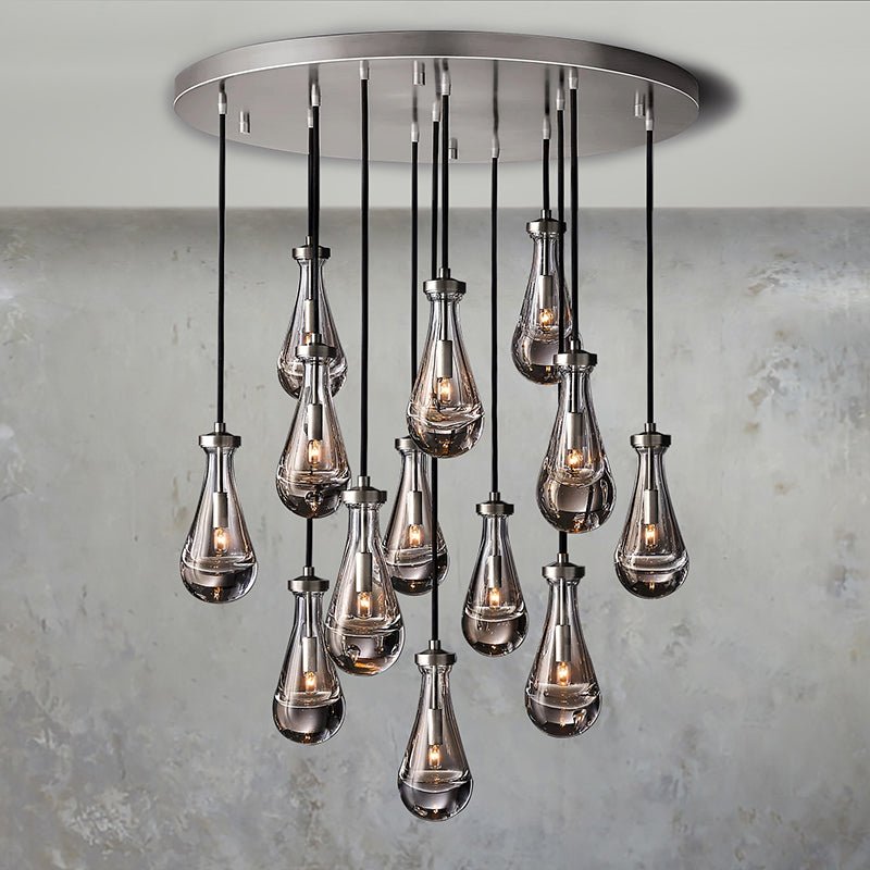 Drovia Rain Round Chandelier 36"Satin NickelStandard 72"_Lennar Visual