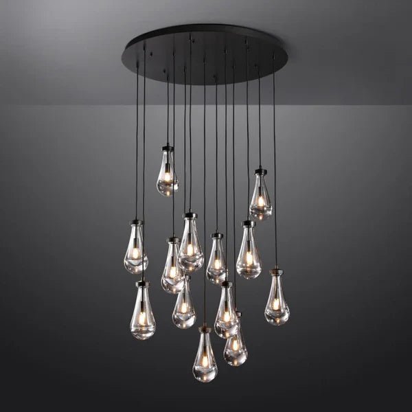 Drovia Rain Round Chandelier 36"Lacquered BrassStandard 72"_Lennar Visual