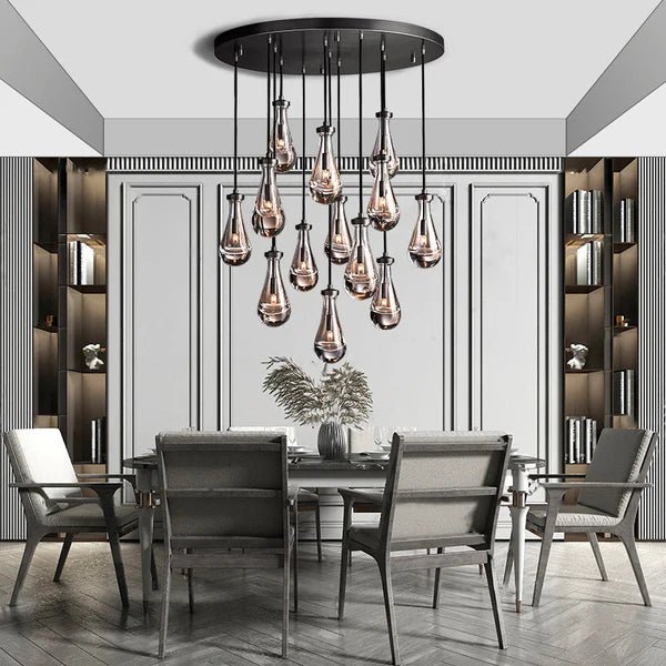 Drovia Rain Round Chandelier 36"Satin NickelStandard 72"_Lennar Visual