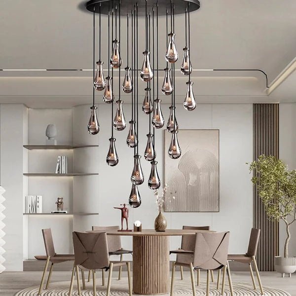 Drovia Rain Round Chandelier 47"Lacquered BrassStandard 96"_Lennar Visual