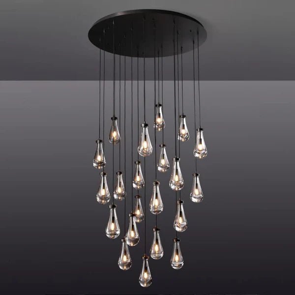 Drovia Rain Round Chandelier 47"Matte BlackStandard 96"_Lennar Visual