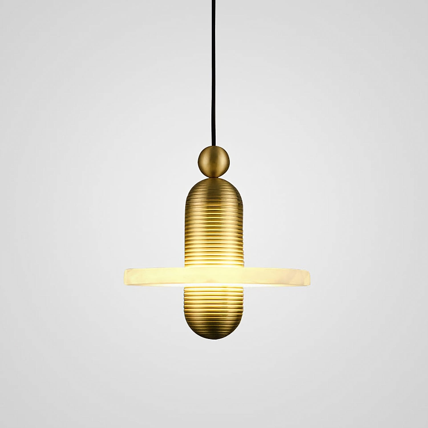 Pendant LightLupa Alabaster Pendant LampModel A Size: Dia 18cm x H 15cm / ∅ 7.1″ x H 5.9″GoldLennar Visual