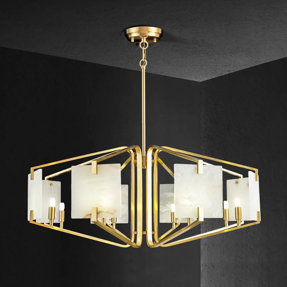 ChandelierLuxury Alabaster Appareil Chandelier5 Heads Size: Dia 40cm x H 45cm / ∅ 15.7″ x H 17.7″Brass & WhiteLennar Visual