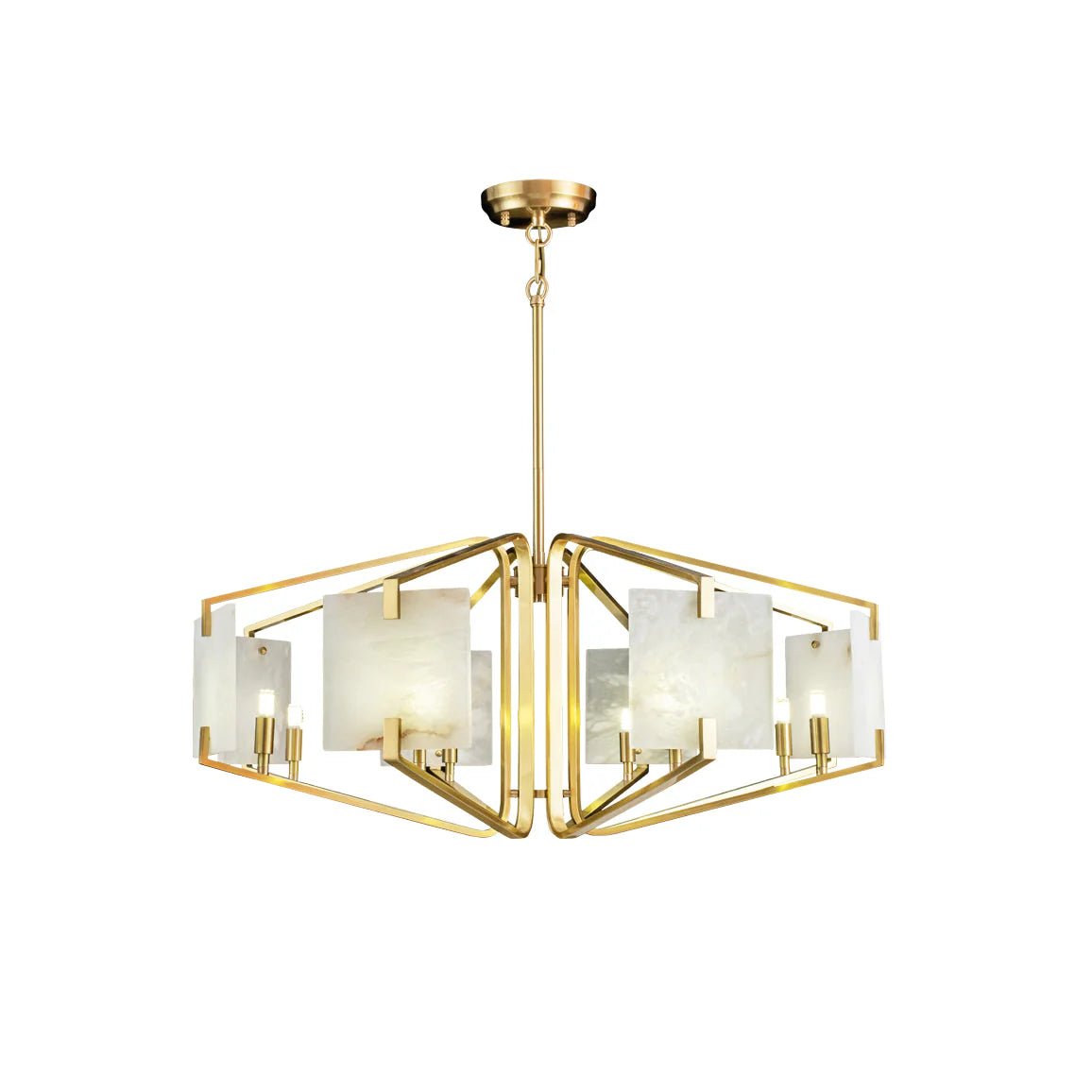 ChandelierLuxury Alabaster Appareil Chandelier5 Heads Size: Dia 40cm x H 45cm / ∅ 15.7″ x H 17.7″Brass & WhiteLennar Visual