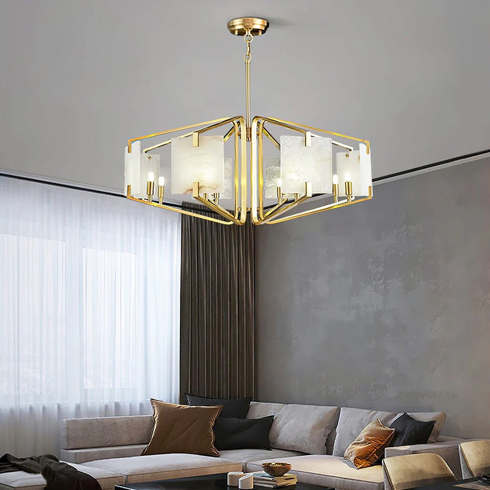 ChandelierLuxury Alabaster Appareil Chandelier5 Heads Size: Dia 40cm x H 45cm / ∅ 15.7″ x H 17.7″Brass & WhiteLennar Visual