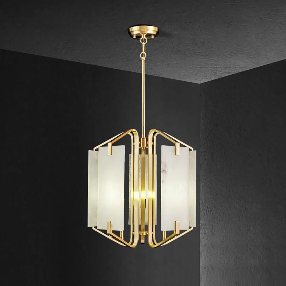 ChandelierLuxury Alabaster Appareil Chandelier5 Heads Size: Dia 40cm x H 45cm / ∅ 15.7″ x H 17.7″Brass & WhiteLennar Visual