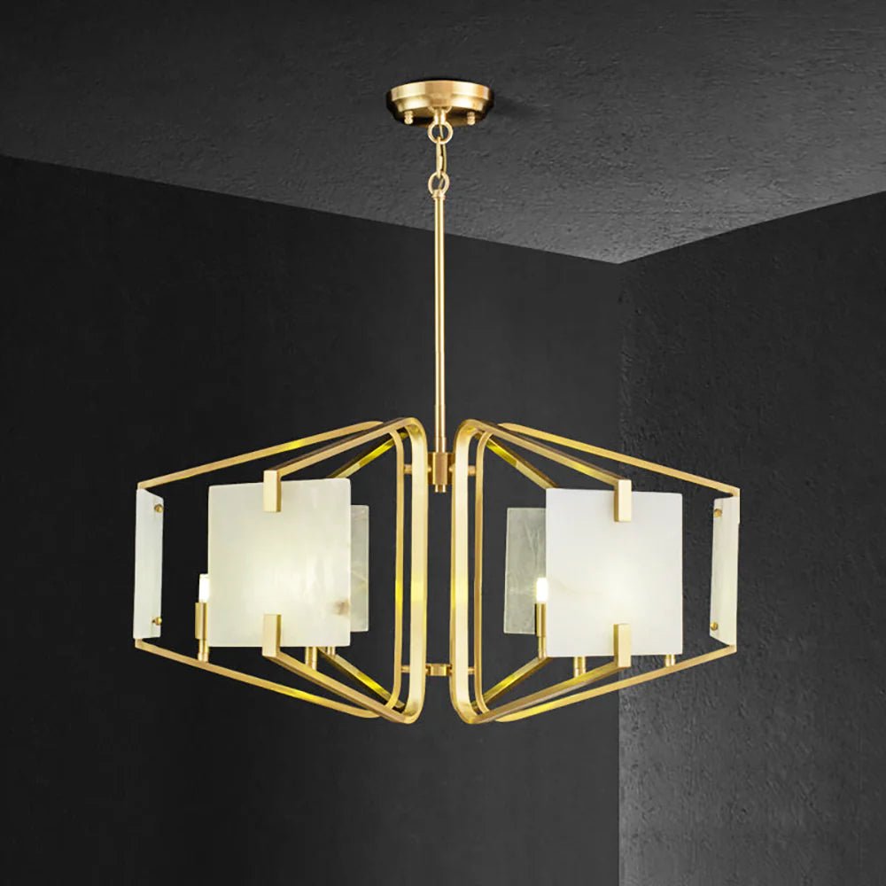 ChandelierLuxury Alabaster Appareil Chandelier5 Heads Size: Dia 40cm x H 45cm / ∅ 15.7″ x H 17.7″Brass & WhiteLennar Visual