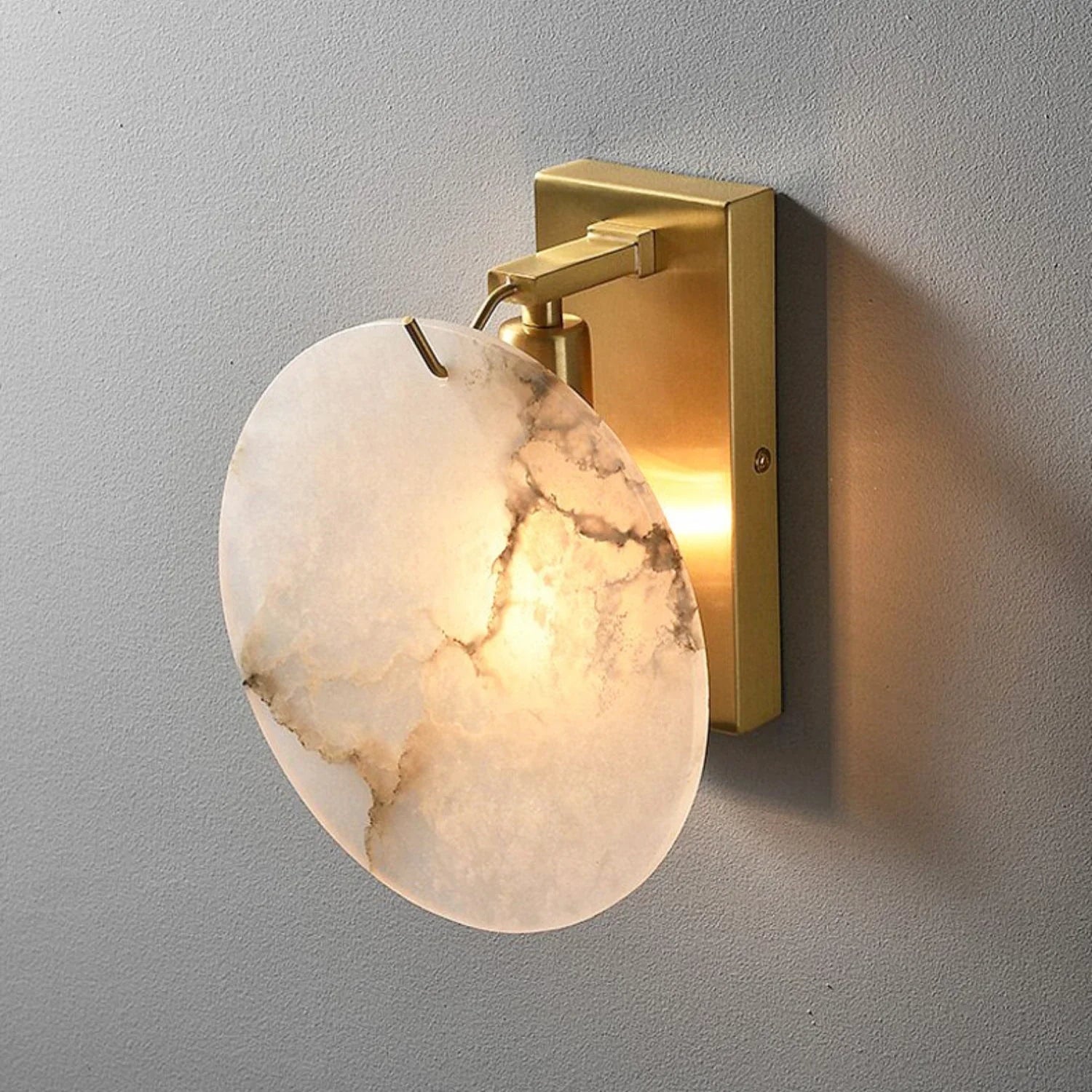 Wall LightLuxury Alabaster Round Wall LightDia 22cm x H 12cm / ∅ 8.7″ x H 4.7″WhiteLennar Visual