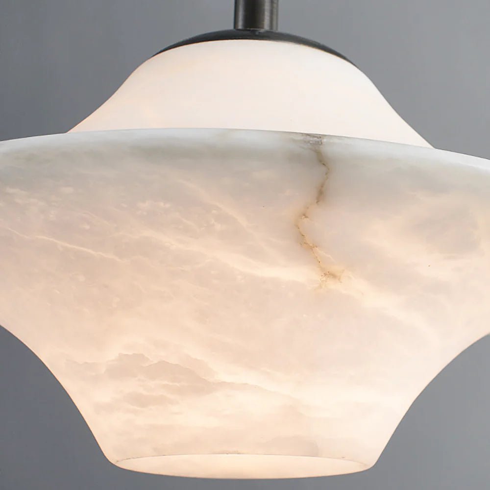 Pendant LightLuxury Alabaster Saucer Pendant LightDia 22cm x H 14cm / ∅ 8.7″ x H 5.5″WhiteLennar Visual