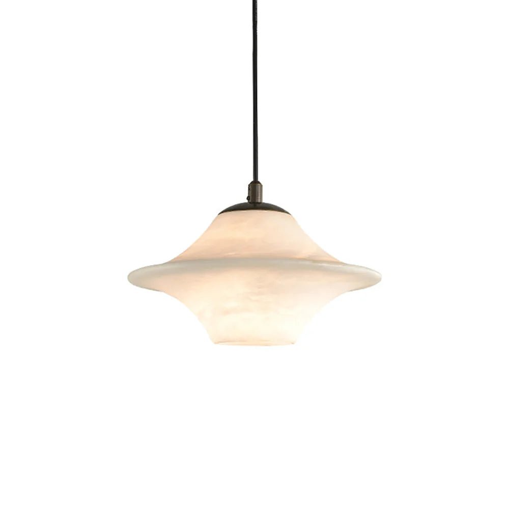 Pendant LightLuxury Alabaster Saucer Pendant LightDia 22cm x H 14cm / ∅ 8.7″ x H 5.5″WhiteLennar Visual