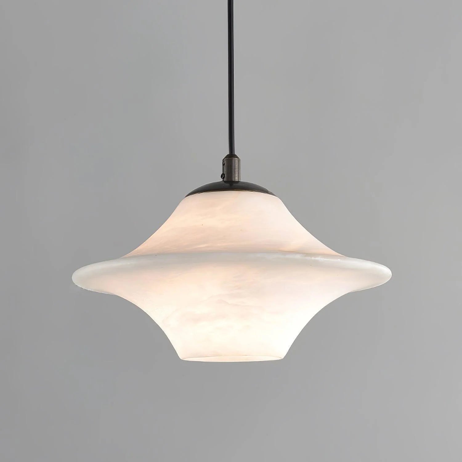 Pendant LightLuxury Alabaster Saucer Pendant LightDia 22cm x H 14cm / ∅ 8.7″ x H 5.5″WhiteLennar Visual