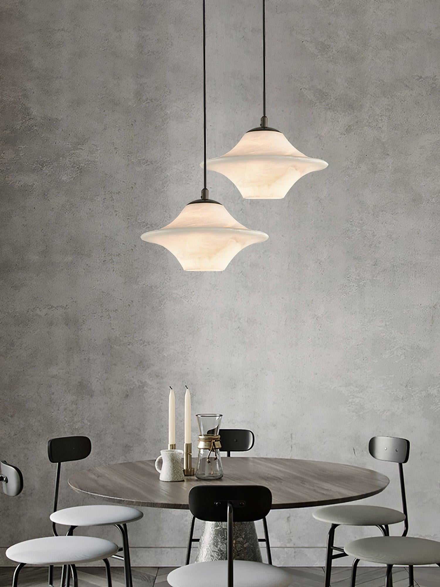 Pendant LightLuxury Alabaster Saucer Pendant LightDia 22cm x H 14cm / ∅ 8.7″ x H 5.5″WhiteLennar Visual