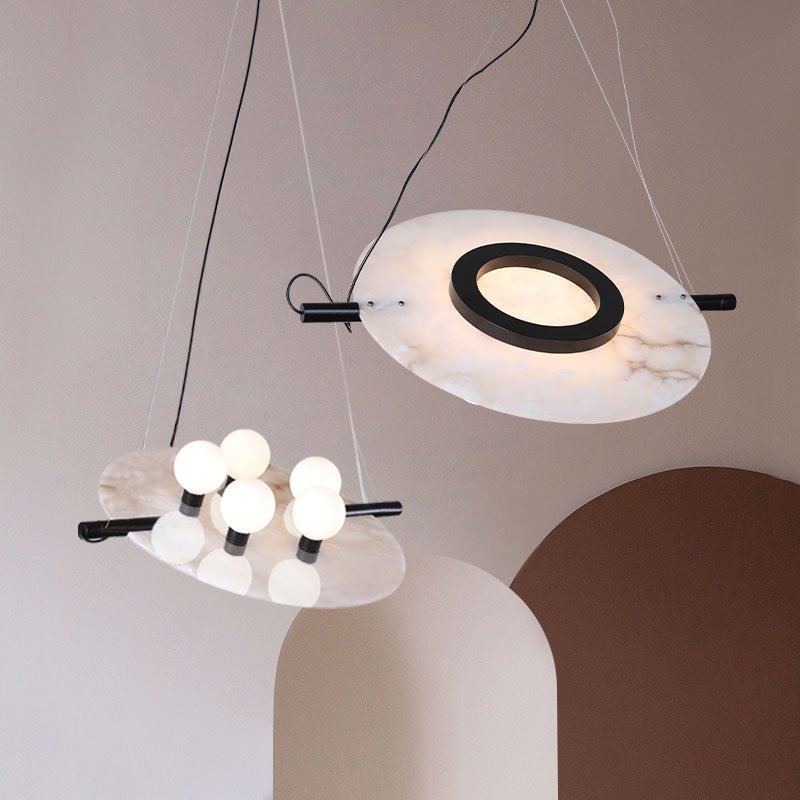 Pendant LightMagma Alabaster Pendant LampDia 51cm / ∅ 20″Black + WhiteLennar Visual