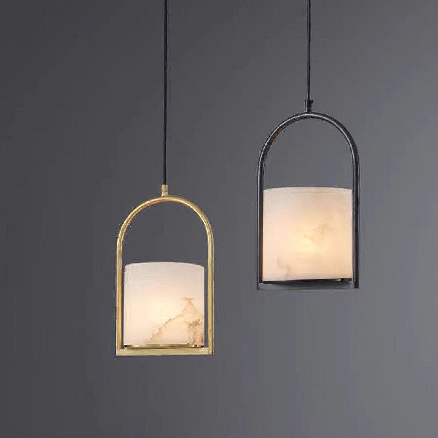 Pendant LampMarble Cylinder Pendant LightDia 20cm x H 30cm / ∅ 7.9″ x H 11.8″Imitation Marble StoneLennar Visual