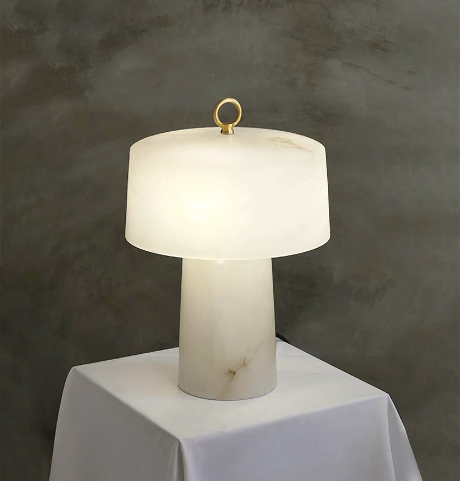 Table LampMarble Luxury Aogashima Table LampDia 30cm x H 42cm / ∅ 11.8″ x H 16.5″Brass & WhiteLennar Visual