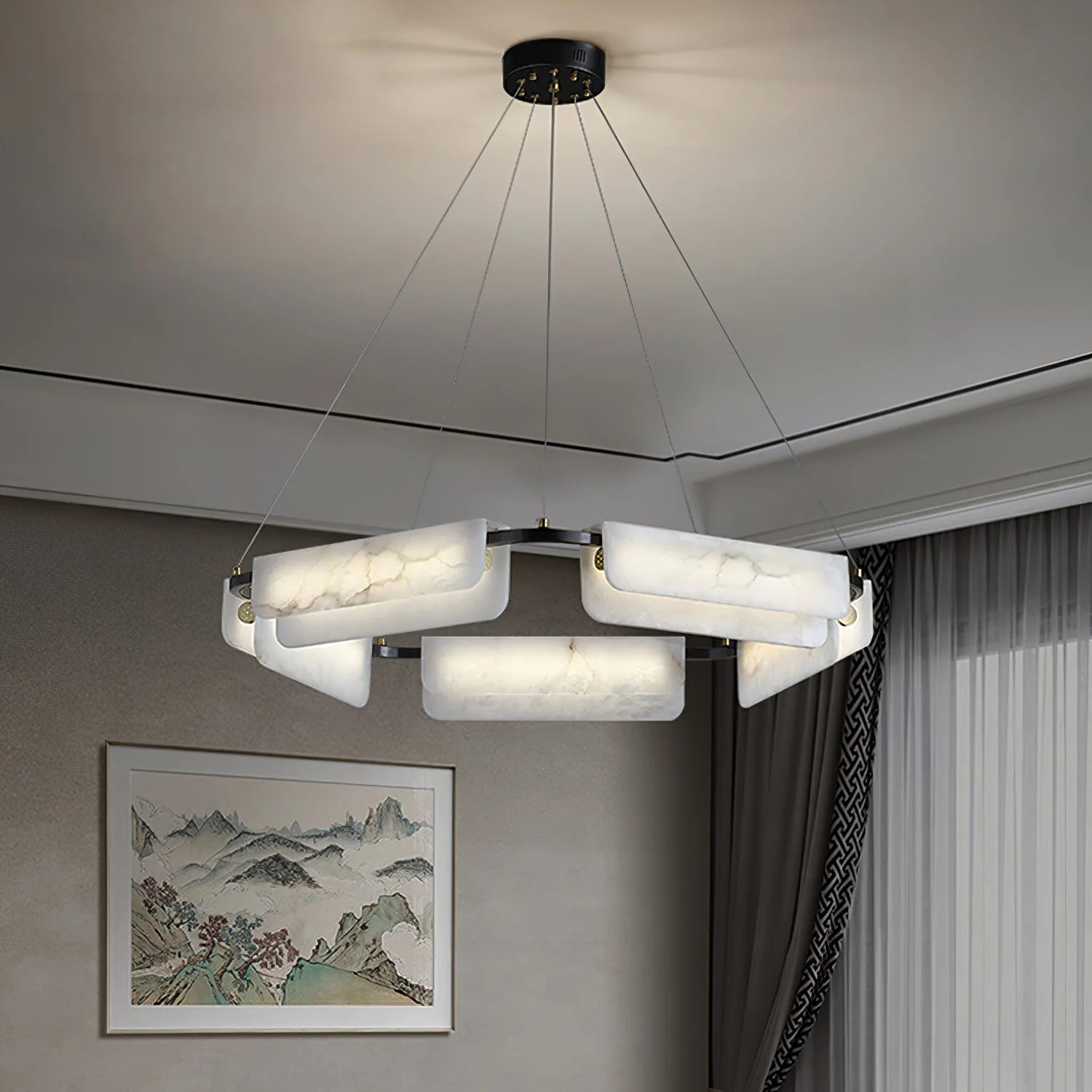 ChandelierMarble Modern chandelierDia 60cm x H 12cm / ∅ 23.6″ x H 4.7″Black and MarbleLennar Visual