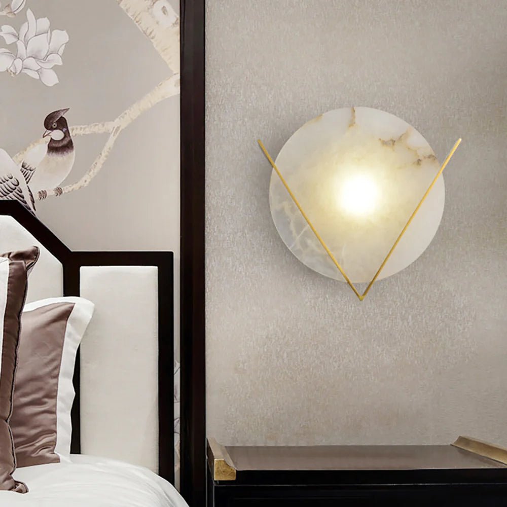 Wall LampMarble Round Victory V Wall LampDia 23cm x H 22cm / ∅ 9.1″ x H 8.7″WhiteLennar Visual