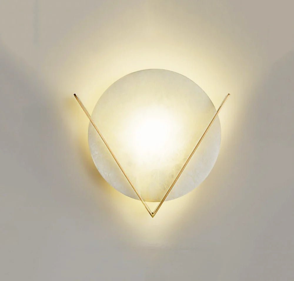 Wall LampMarble Round Victory V Wall LampDia 23cm x H 22cm / ∅ 9.1″ x H 8.7″ *2WhiteLennar Visual