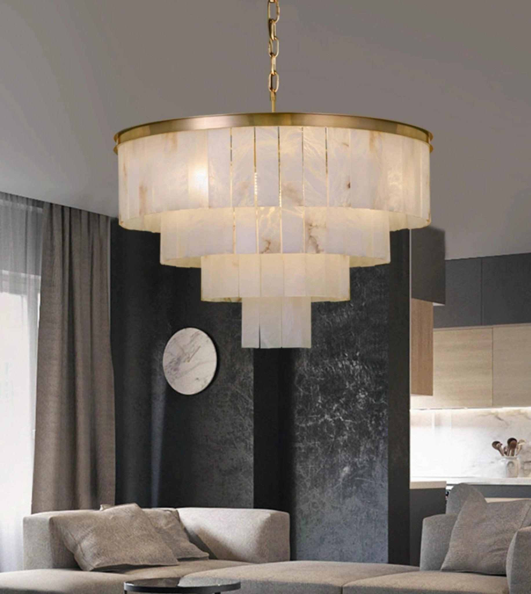 ChandelierMarble tiered chandelierDia 45cm x H 58cm / ∅ 17.7″ x H 22.8″GoldLennar Visual