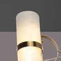 Pendant LampMini Cylindrical Alabaster Pendant LightL 40cm x H 7.5cm / L 15.7″ x H 3″Brass & WhiteLennar Visual