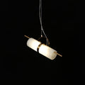 Pendant LampMini Cylindrical Alabaster Pendant LightL 40cm x H 7.5cm / L 15.7″ x H 3″Brass & WhiteLennar Visual