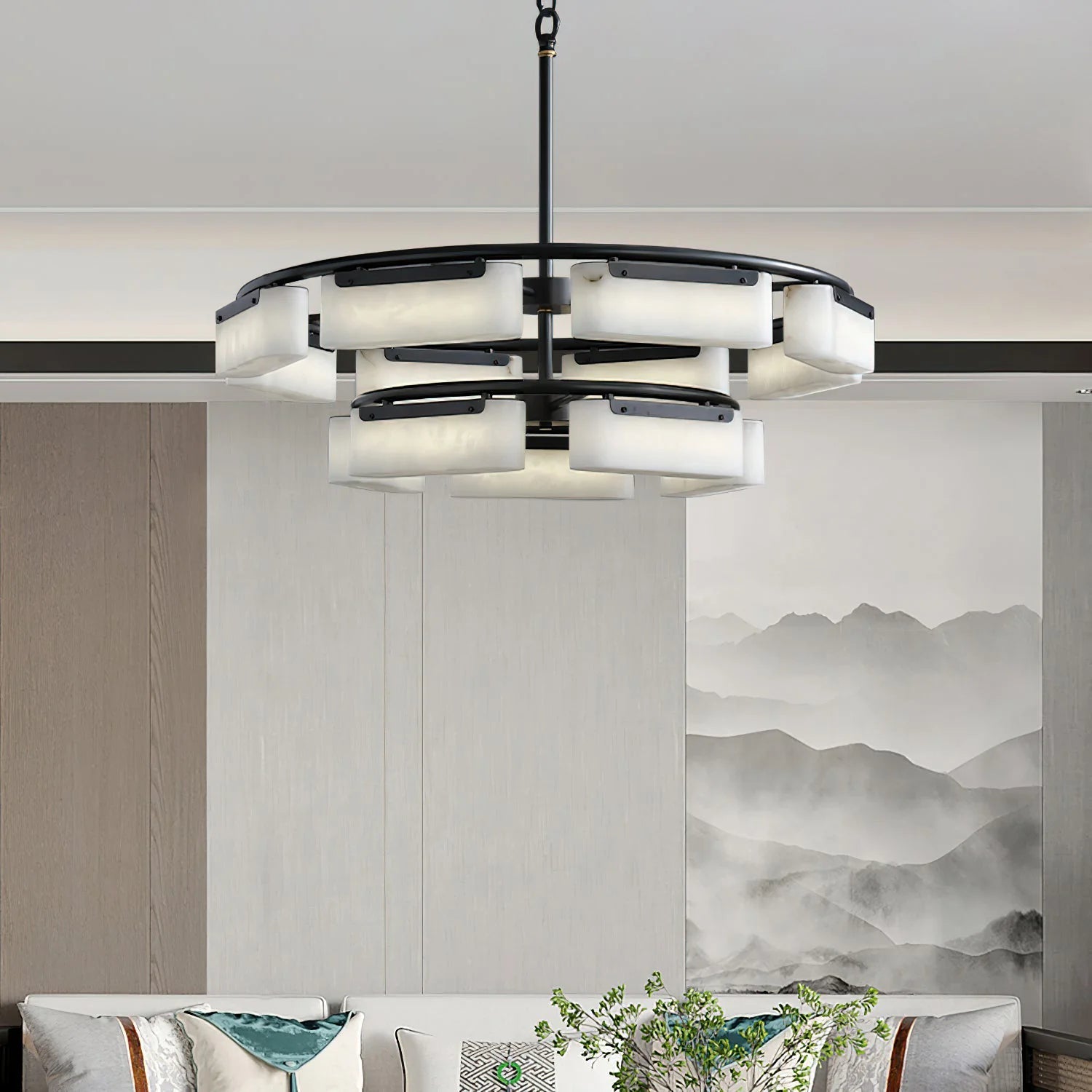 ChandelierModern Alabaster Fusion ChandelierDia 85cm x H 50cm / ∅ 33.5″ x H 19.7″Brass & WhiteLennar Visual