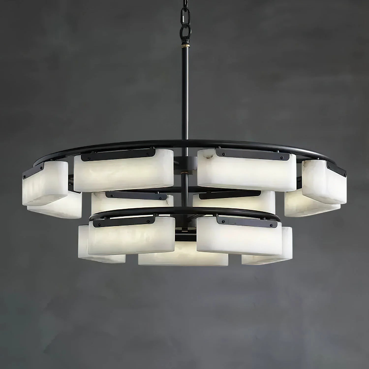 ChandelierModern Alabaster Fusion ChandelierDia 85cm x H 50cm / ∅ 33.5″ x H 19.7″Brass & WhiteLennar Visual