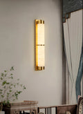 Wall LampModern Cylindra Alabaster Brass Wall LightDia 8cm x H 60cm / ∅ 3.1″ x H 23.6″Gold & WhiteLennar Visual