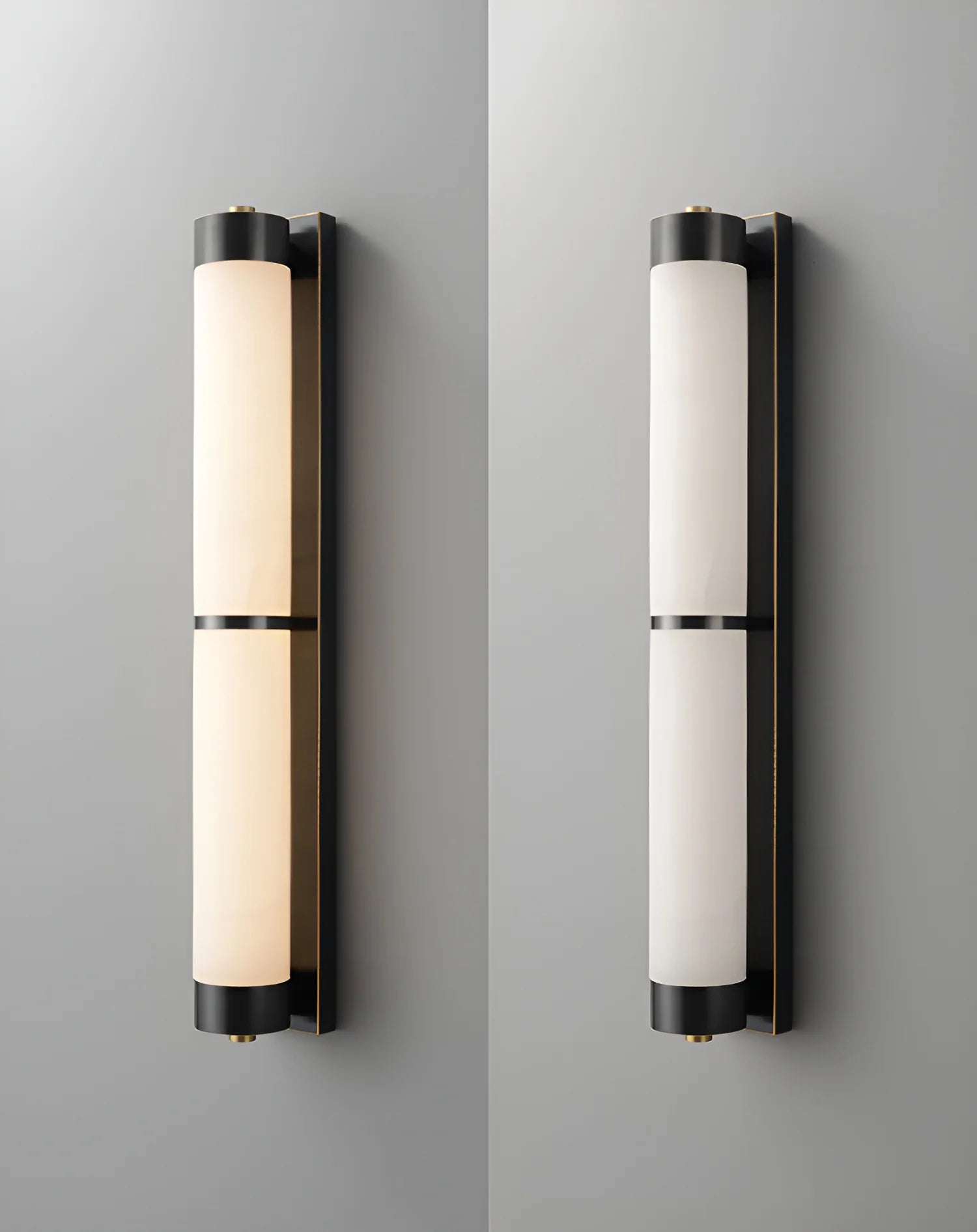 Wall LampModern Cylindra Alabaster Brass Wall LightDia 8cm x H 60cm / ∅ 3.1″ x H 23.6″ *2Gold & WhiteLennar Visual