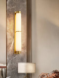 Wall LampModern Cylindra Alabaster Brass Wall LightDia 8cm x H 60cm / ∅ 3.1″ x H 23.6″Gold & WhiteLennar Visual