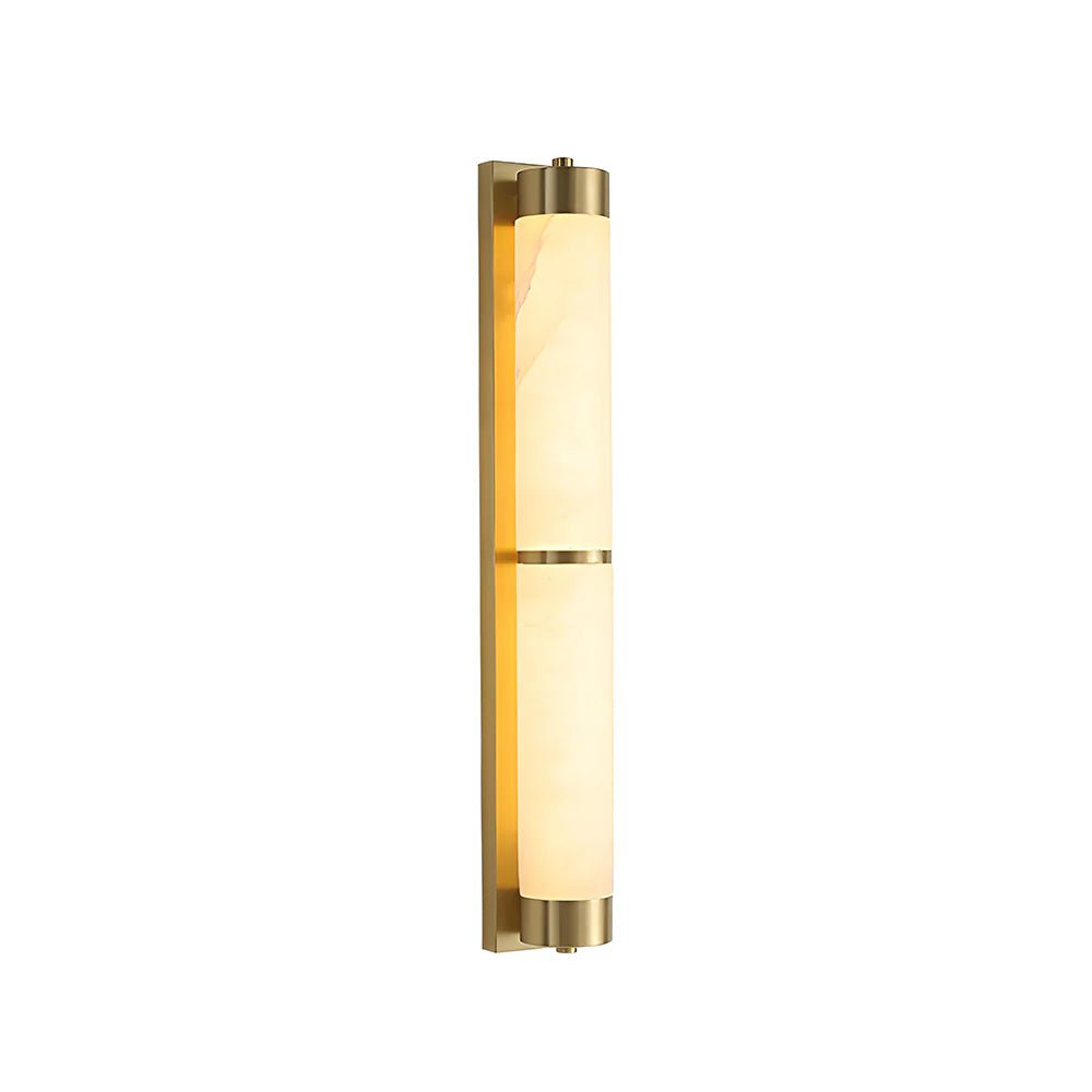 Wall LampModern Cylindra Alabaster Brass Wall LightDia 8cm x H 60cm / ∅ 3.1″ x H 23.6″Gold & WhiteLennar Visual